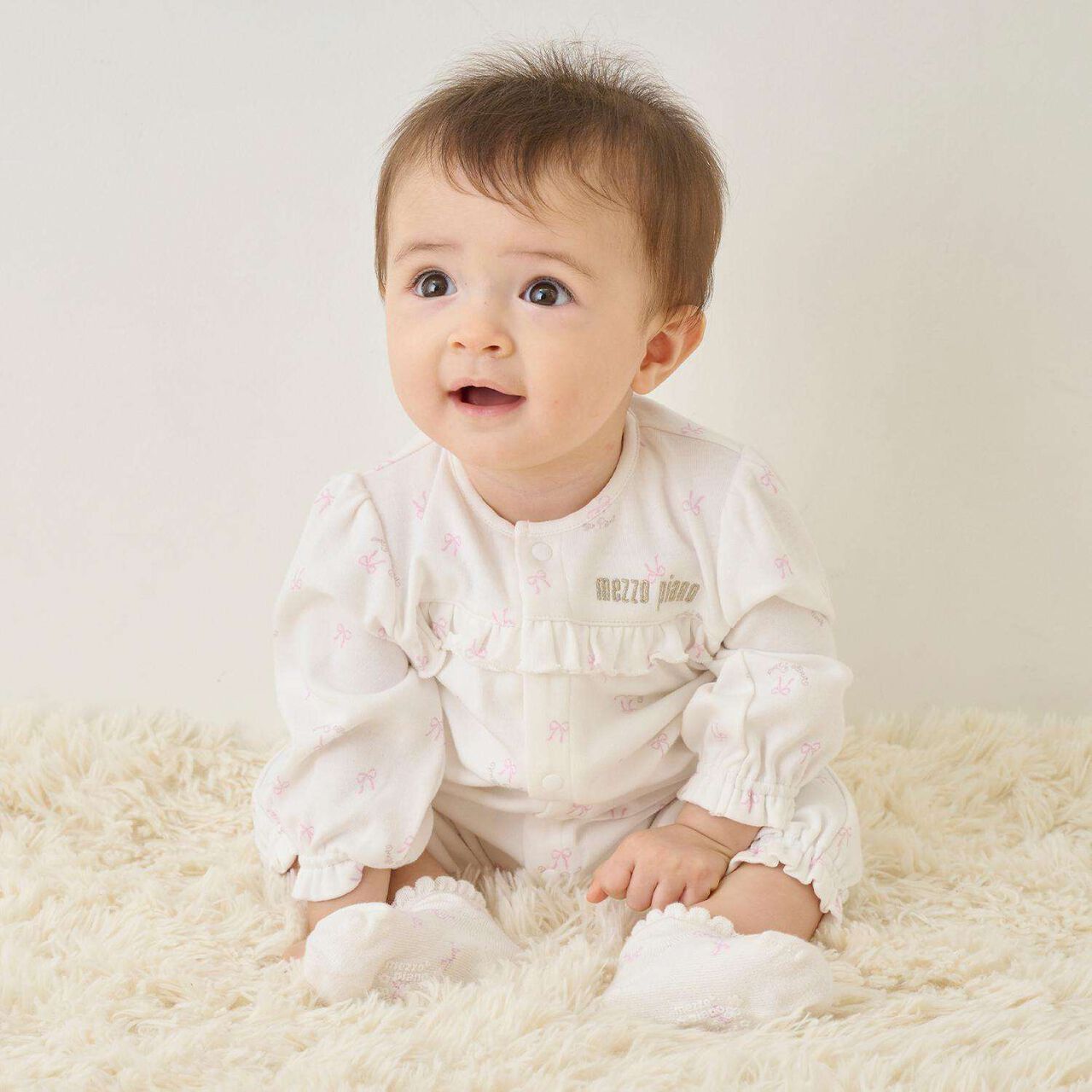 [Box Included] Ribbon & Rose Pattern 2 WAY All-in-One & Socks Set,Off white, large image number 0