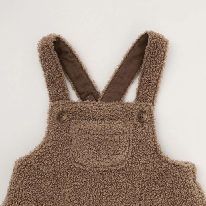 [D Bruna] Collared Romper + Boa Fabric Salopette Set,Off white, medium image number 13