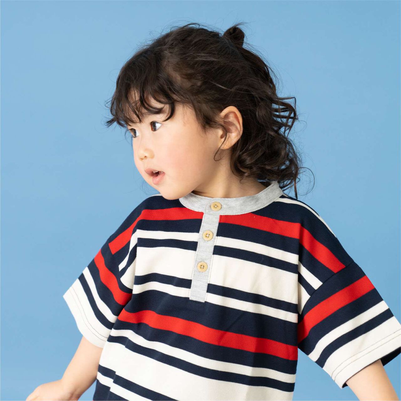 Piqu&eacute; Knit Stripe Henley Big Short-Sleeve Polo,Ivory, large image number 5
