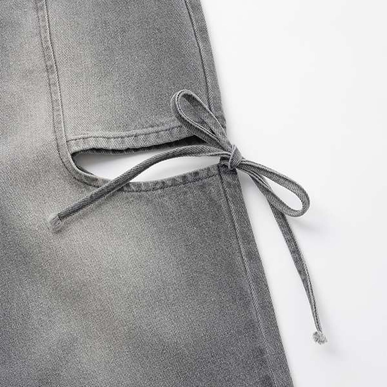 Ribbon Slit Denim Pants,Blue, large image number 13