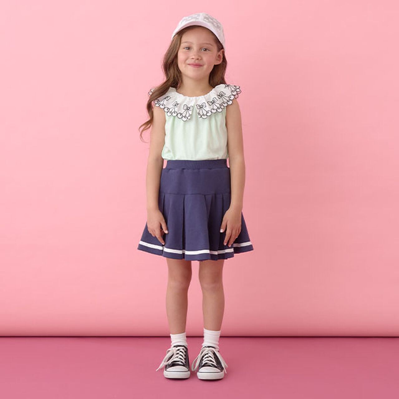 [Soft Cotton] Cherry Lace Collar Top,Light orange, large image number 6