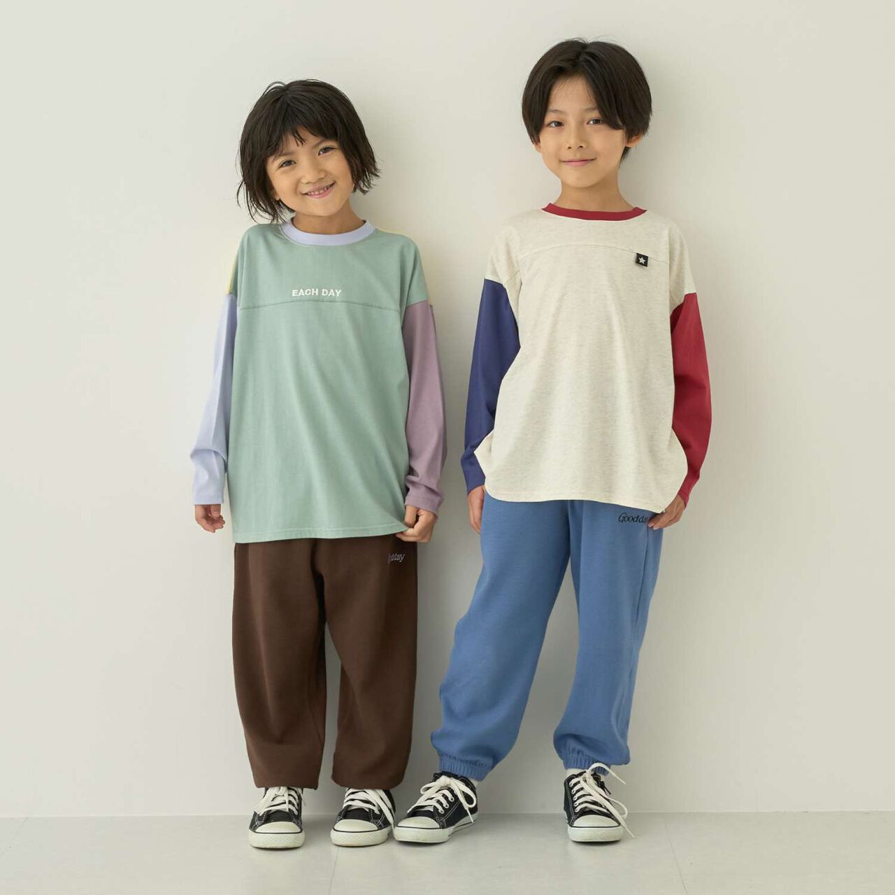 [Muteki T] Long-Sleeve T-Shirt with Name Tag Slot for Kids (Boys & Girls),Milky white, large image number 1