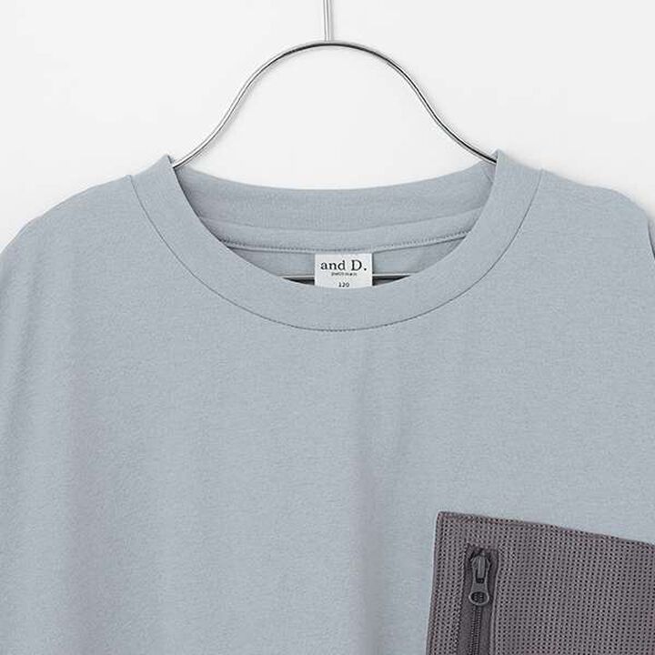 [Amphibious] Mesh Pocket Big Half T-Shirt,Charcoal gray, medium image number 11