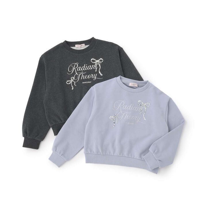 Sparkling Ribbon & Logo Sweatshirt,Charcoal gray, medium image number 2