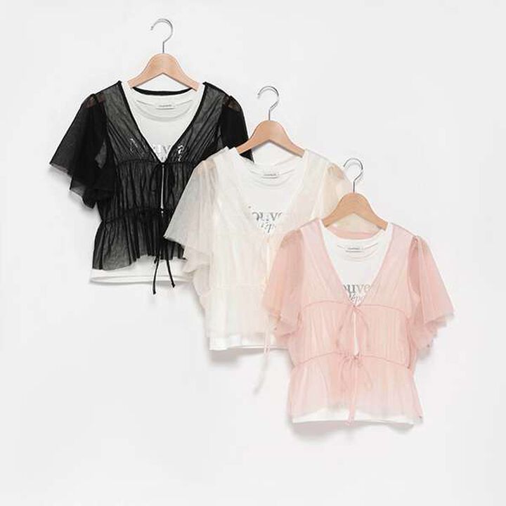 Tulle Bolero with Inner Wear,Black, medium image number 2