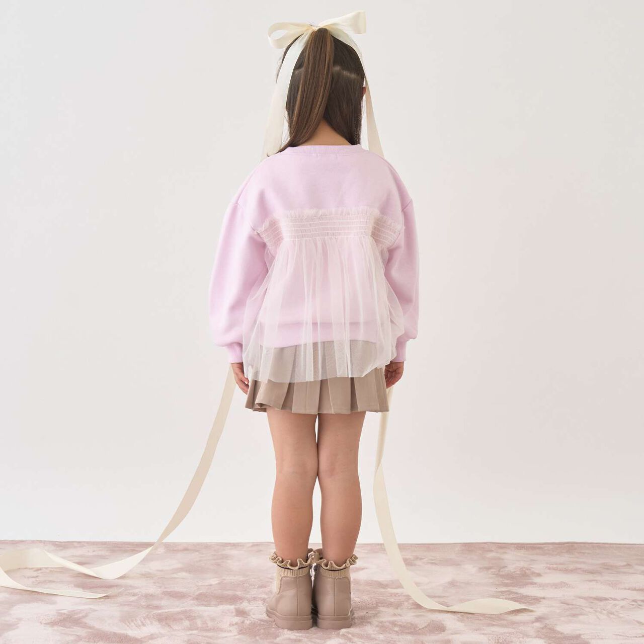 [Lycee Mine Ballet Series] Wool Lined Sweatshirt with Tulle and Ribbon,Ivory, large image number 16