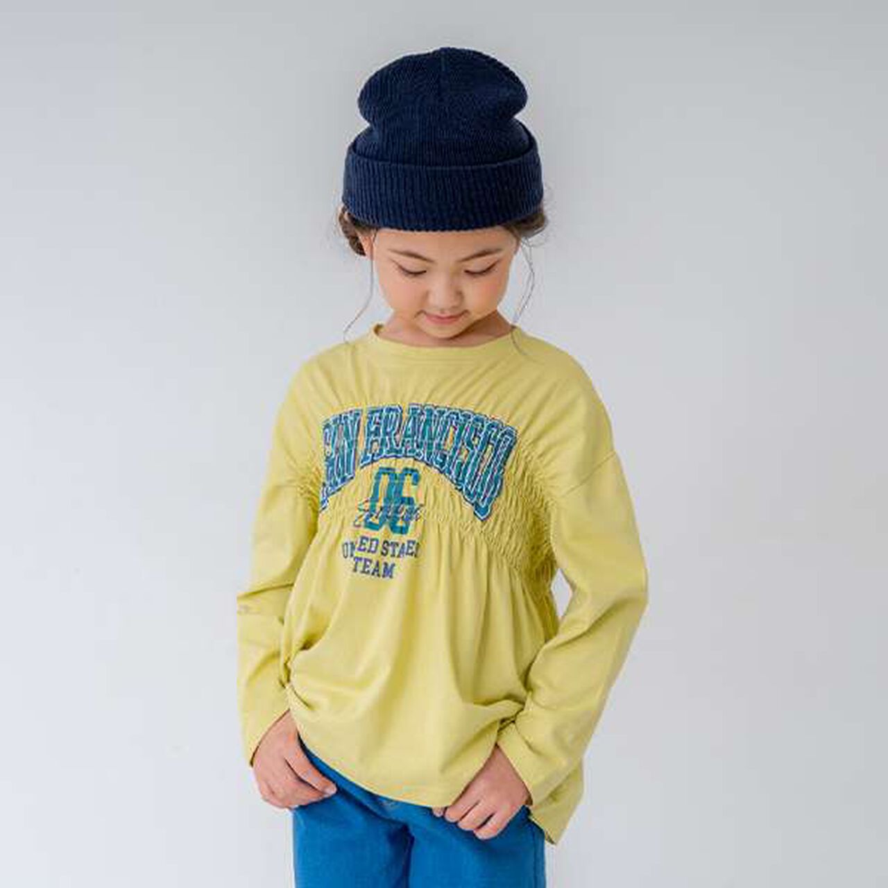 [Link] Team Logo Shirring Long Sleeve T-Shirt,Off white, large image number 14