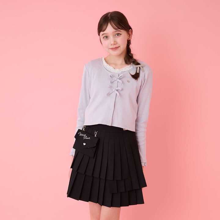 3-Tier Pleated Skirt-Pants with Letter Pouch,Gray, medium image number 20