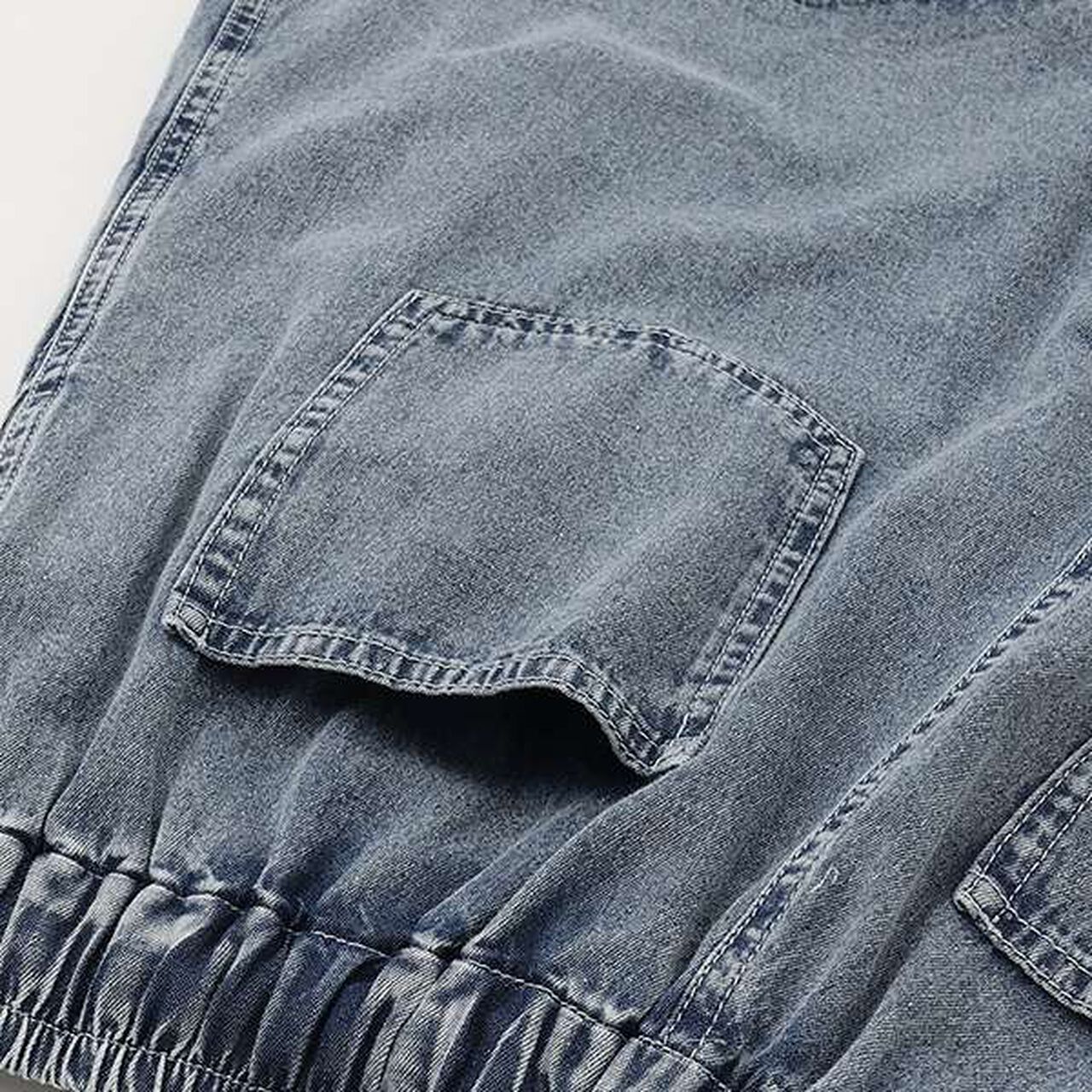 [100% Cotton] Denim Short-Sleeve Outfit Set,Blue, large image number 16