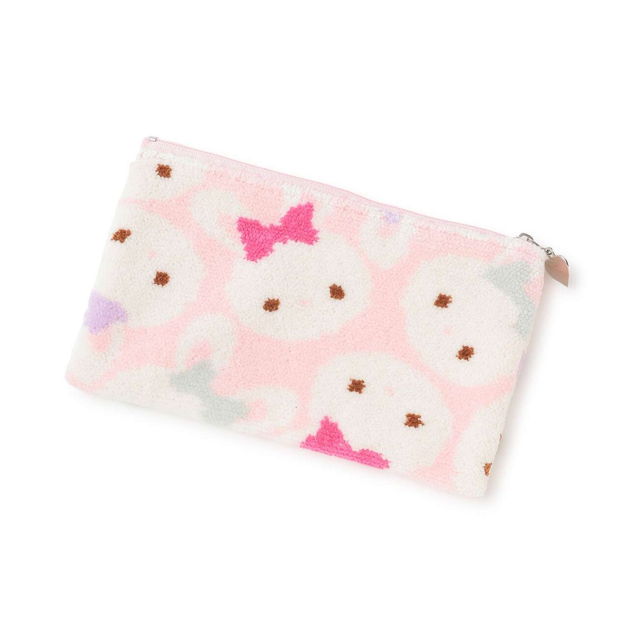 Rabbit Chenille Weave Pouch [Made in Japan],Pink, large image number 1
