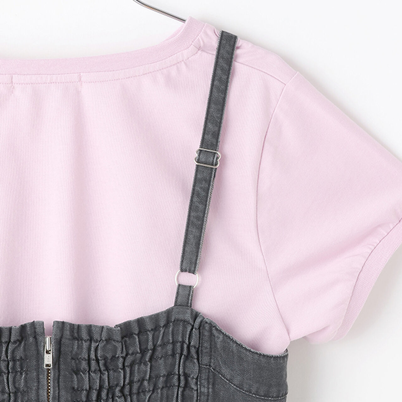 [Cool Touch] Side Slit Lace-Up Jumper Skirt Set,Blue, large image number 17