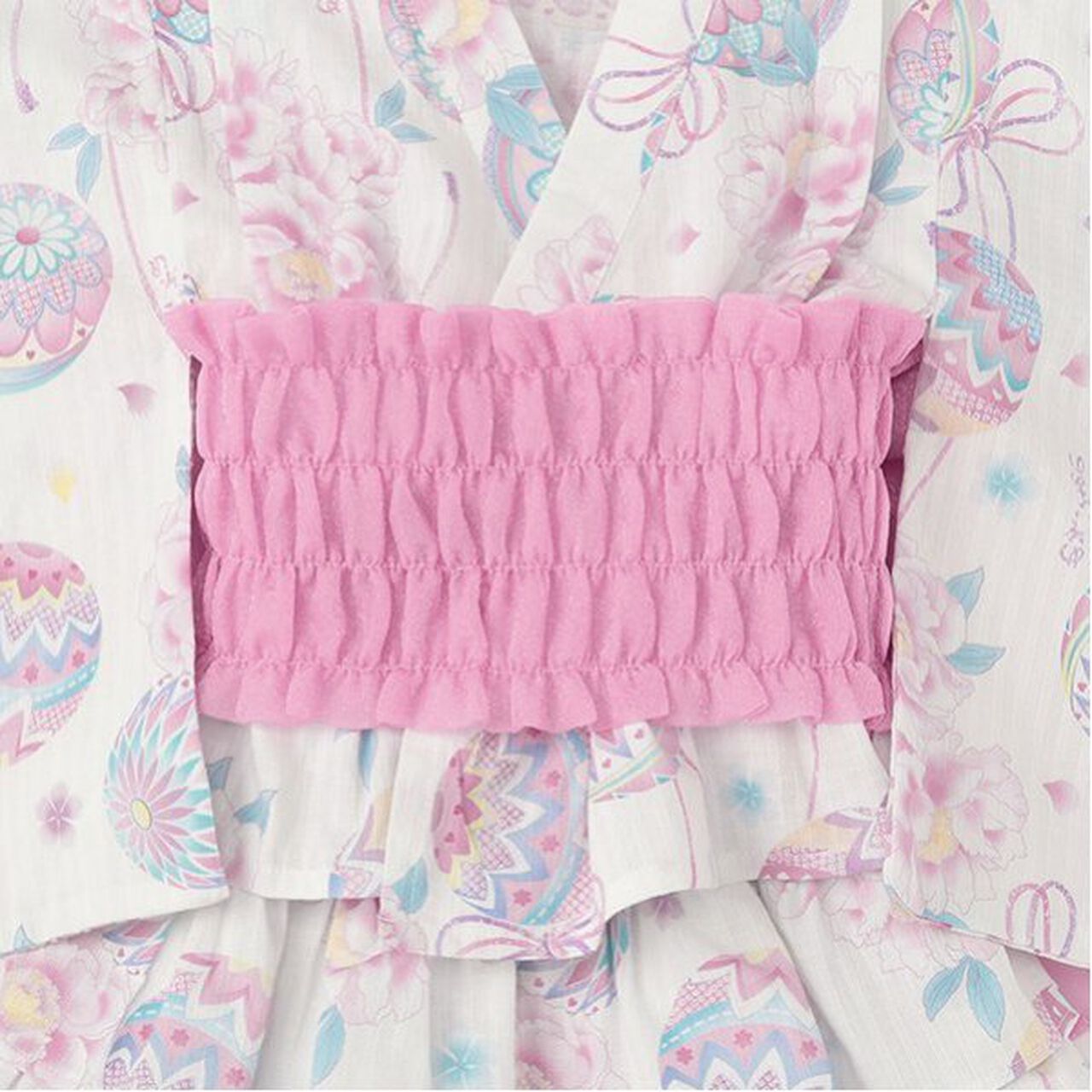 Temari Flower Pattern Yukata Dress,Off white, large image number 3