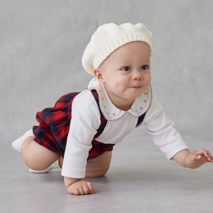 Collared Embroidery Overall Set,Ivory, medium image number 3
