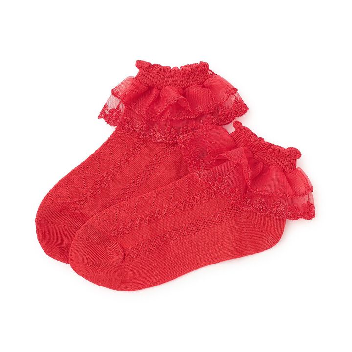 Lace-Trimmed Socks,Pink, medium image number 2