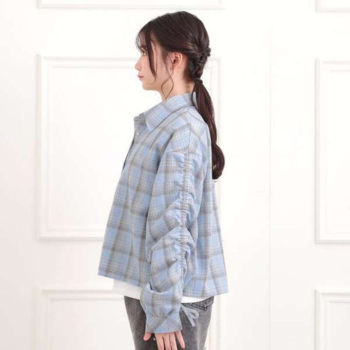 [Set Item] Brushed Checkered Shirt + Long Sleeve T-Shirt,Sax blue, medium image number 2
