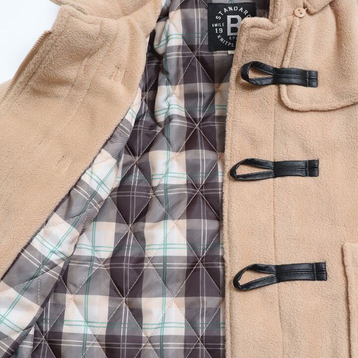 KP Boy Fleece Checkered Duffle Coat [90-130],Navy, medium image number 8