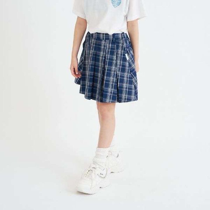 Checkered Front Pleated Skirt,Light beige, medium image number 17