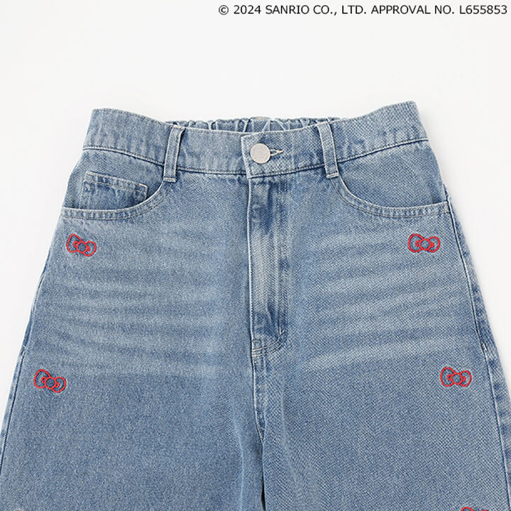 [Sanrio Characters] Embroidered Denim Pants,Emerald green, medium image number 13