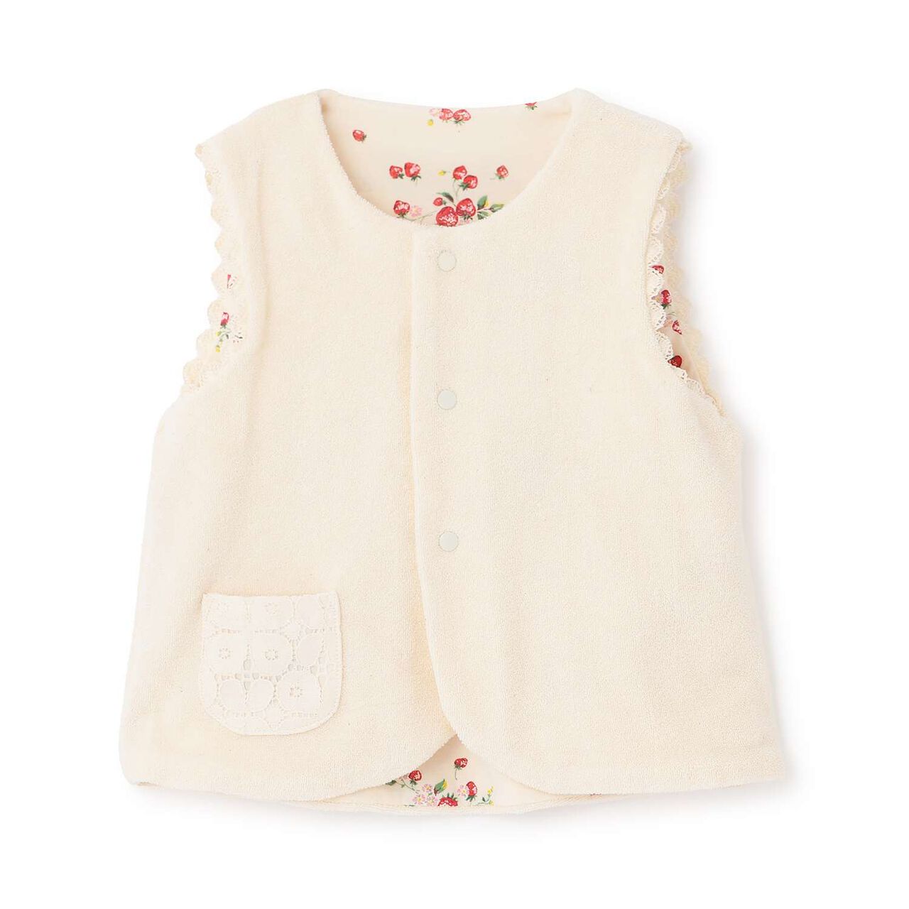 Wild Strawberry Reversible Vest [Organic] [Made in Japan],Pearl white, large image number 0