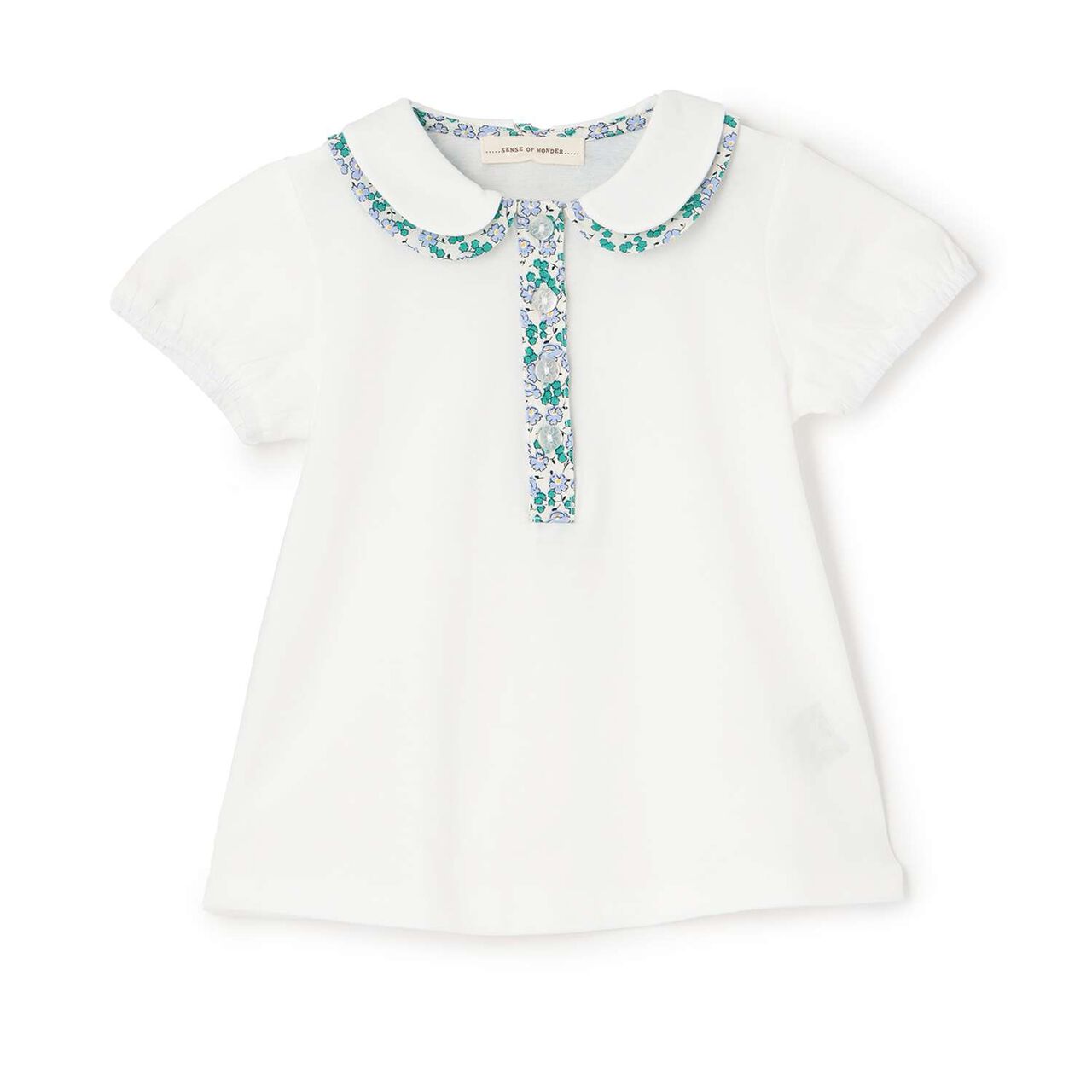 Small Floral Pattern Combo Blouse,Off white, large image number 0