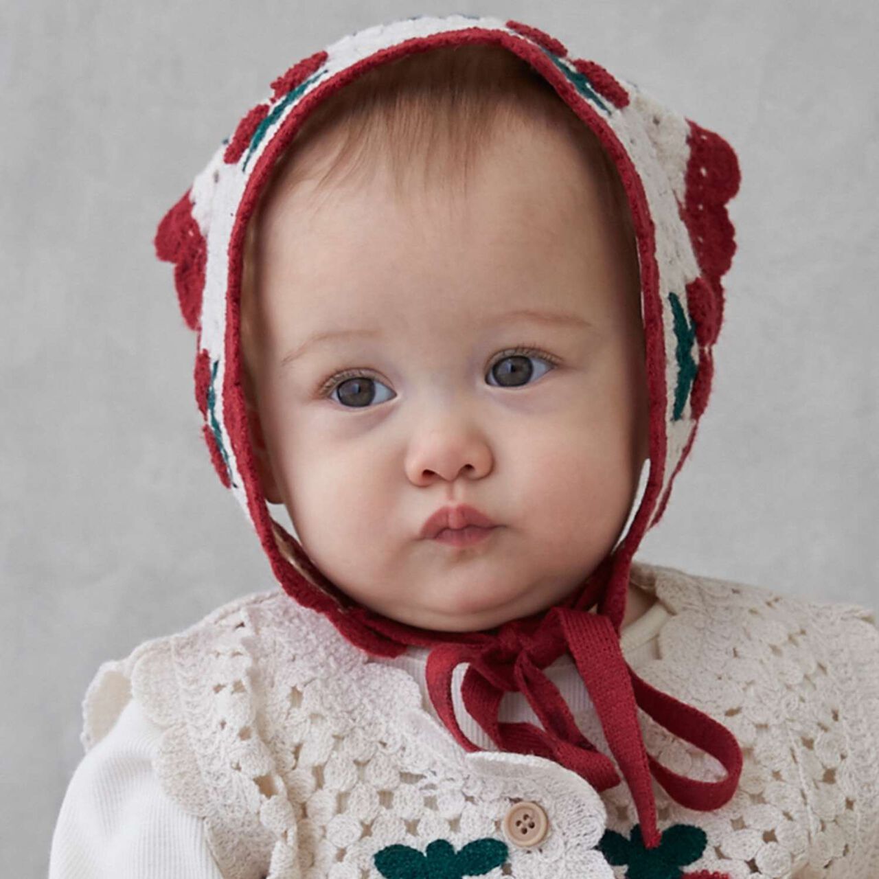 Black Crochet Scarf,Red, large image number 0