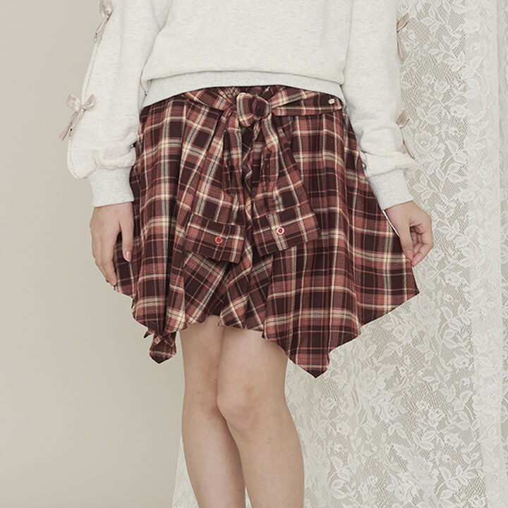Knot Shirt Style Skirt with Shorts,Black, medium image number 20