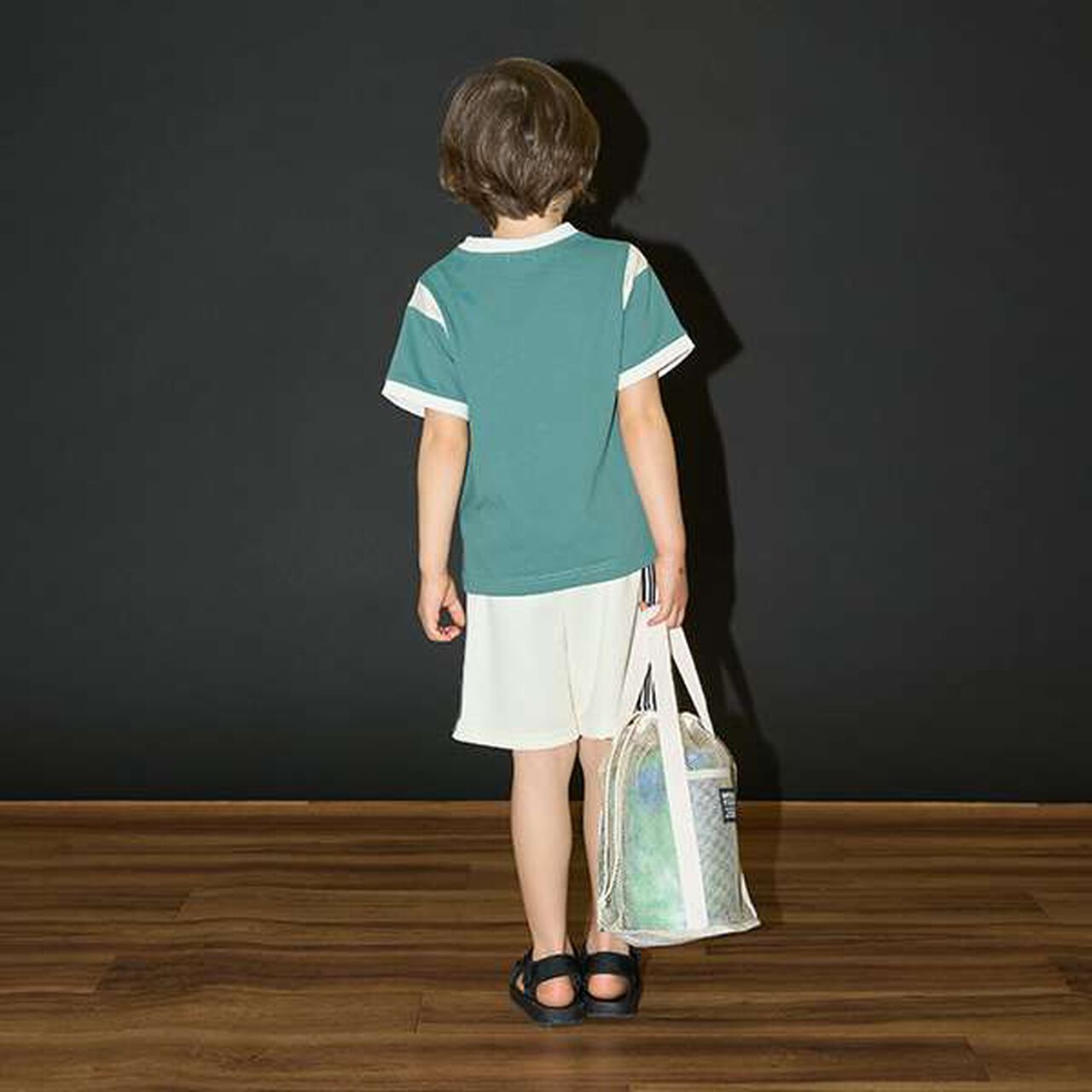 [Kaiteki Tenjiku] Bi-Color Printed T-Shirt,Turquoise, large image number 4