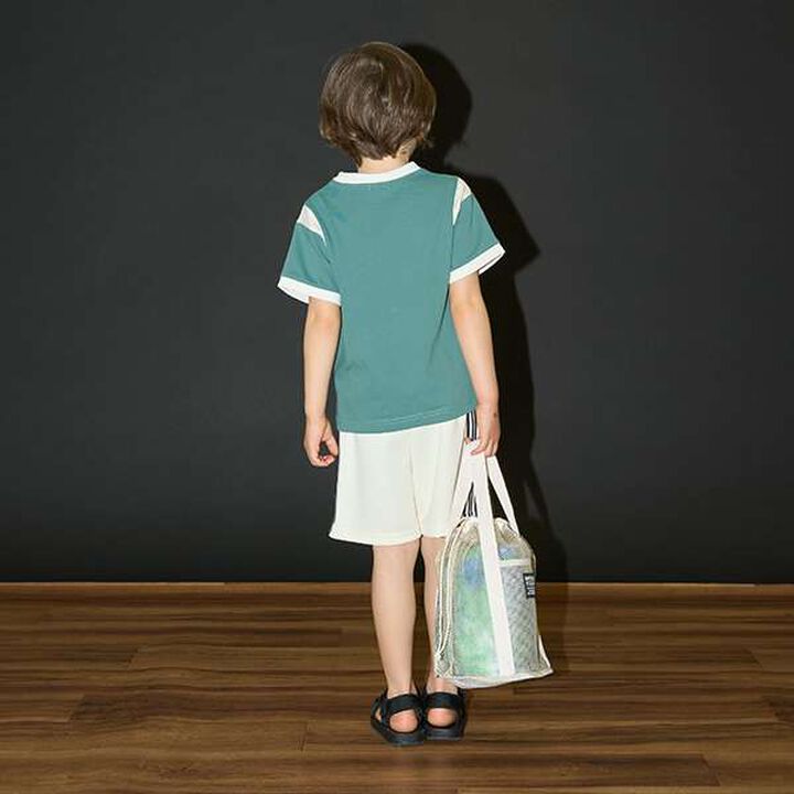 [Kaiteki Tenjiku] Bi-Color Printed T-Shirt,Turquoise, medium image number 4