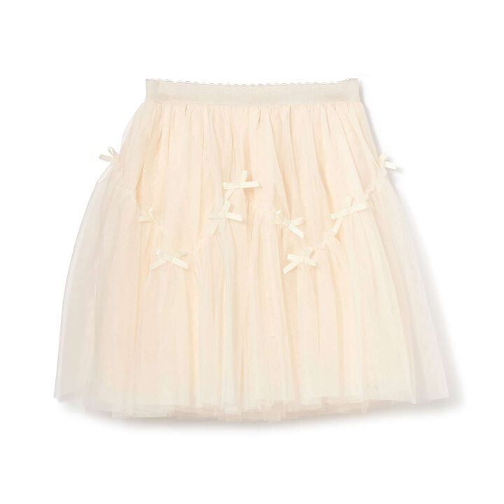 Wavy Panel Gathered Tulle Skirt [Lycee Mine Ballet Series],Black, medium image number 1