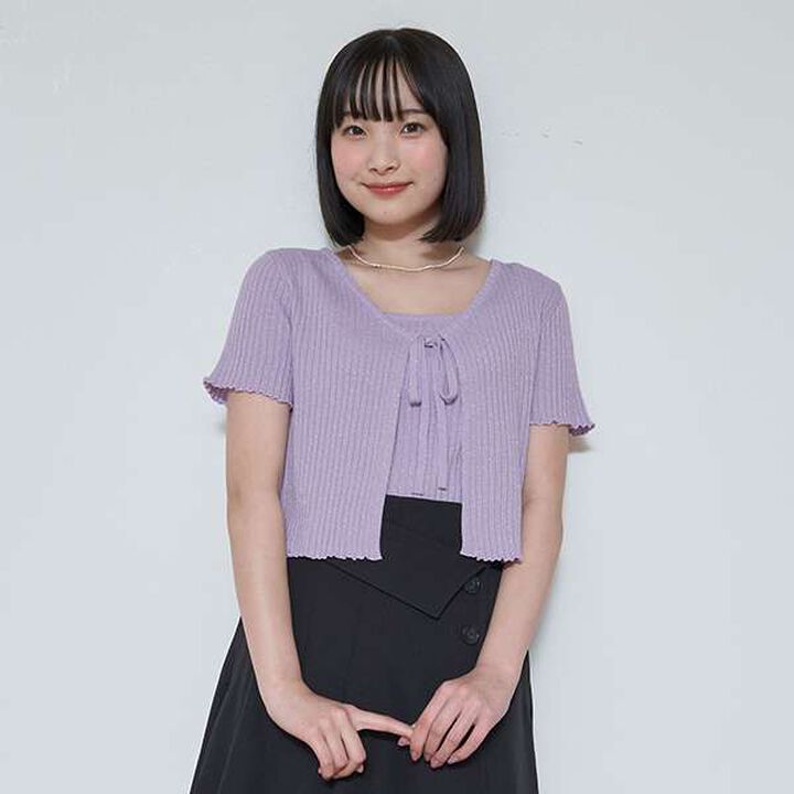 Shimmer Cardigan with Inner Layer,Lavender, medium image number 0