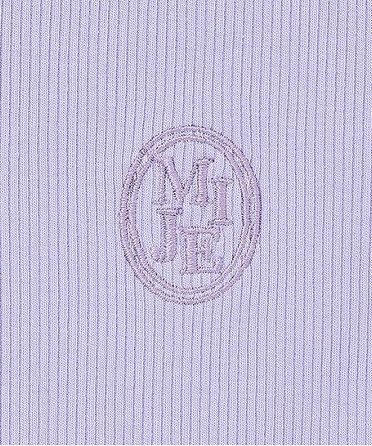 Front Shirred Short-Sleeve Ribbed Top,Lavender, large image number 7