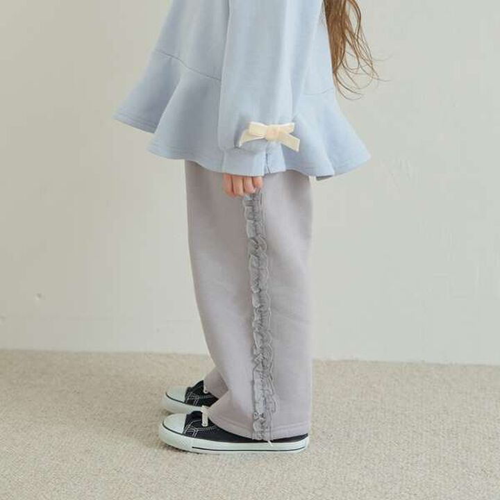 Pilling-Resistant Side Frill Wide Sweatpants,Charcoal gray, medium image number 5
