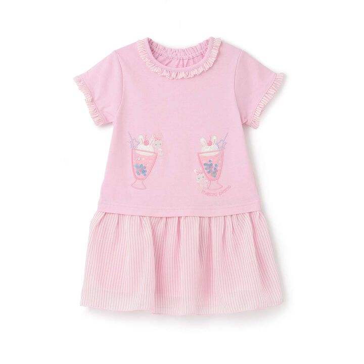 Rabbit Soda Short-Sleeve Cut and Sew One-Piece Dress,Light pink, medium image number 0