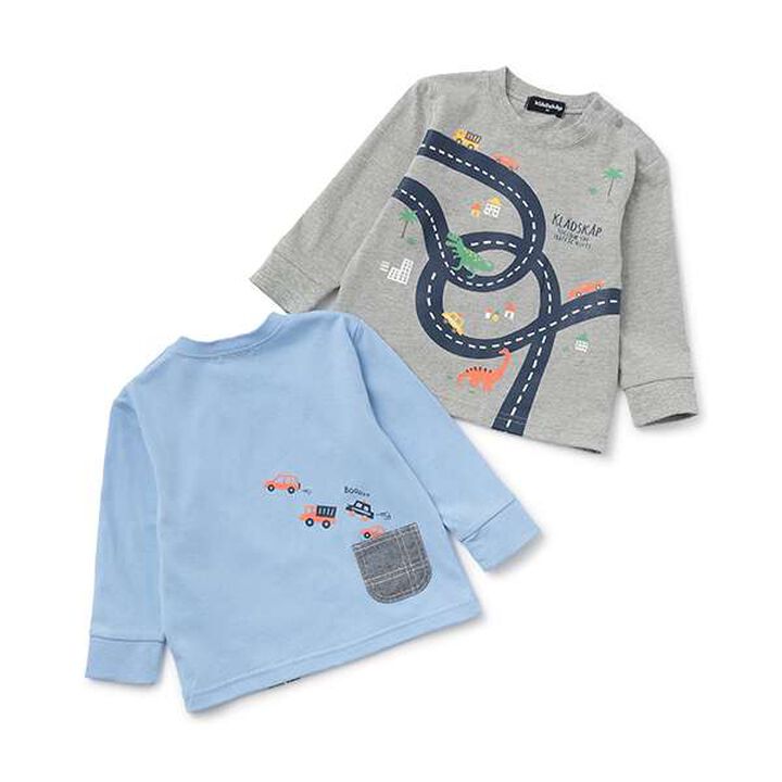 Car &times; Road &times; Dinosaur Long-Sleeve T-Shirt,Top gray, medium image number 7