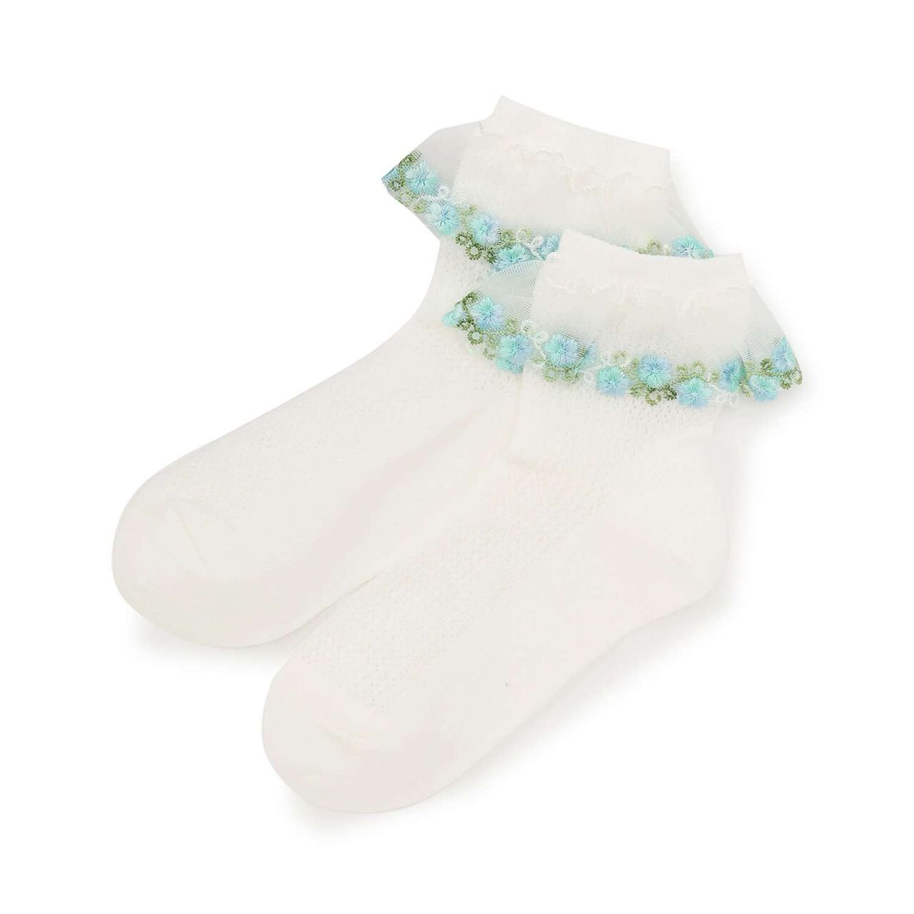 Flower Tulle Socks,Yellow, large image number 6