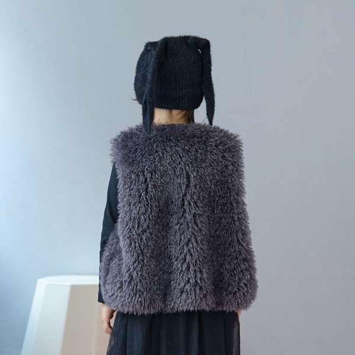 Fluffy Soft Fur Vest,Charcoal gray, medium image number 6