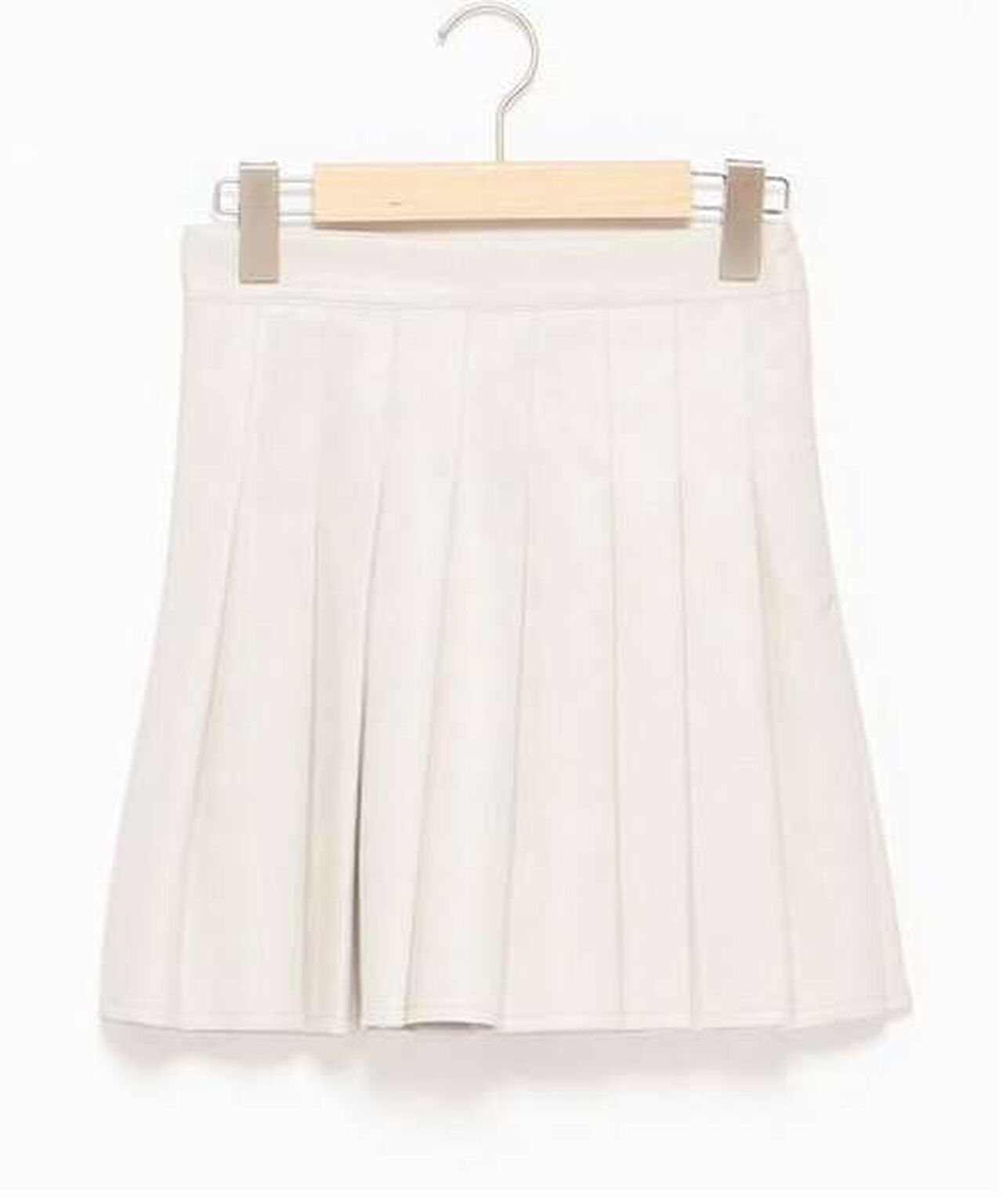 Faux Leather Pleated Skirt,Ivory, large image number 18