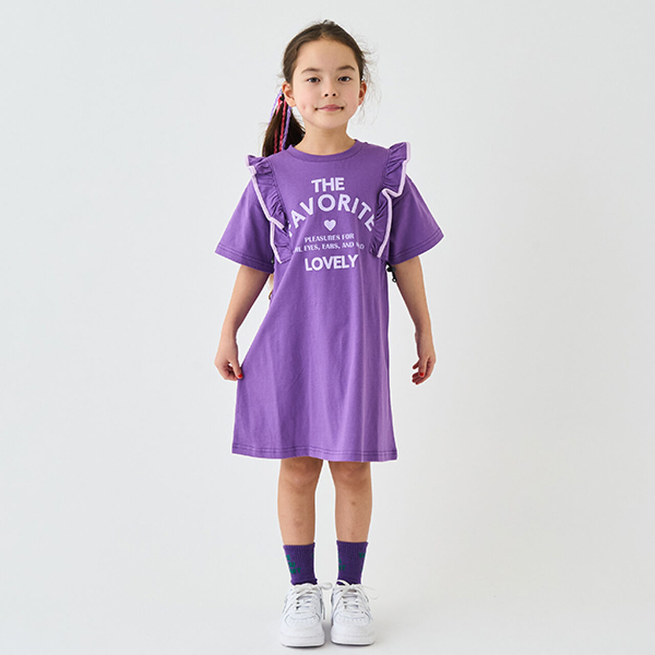 Anti-Stain Shoulder Frill Dress,Black, large image number 24