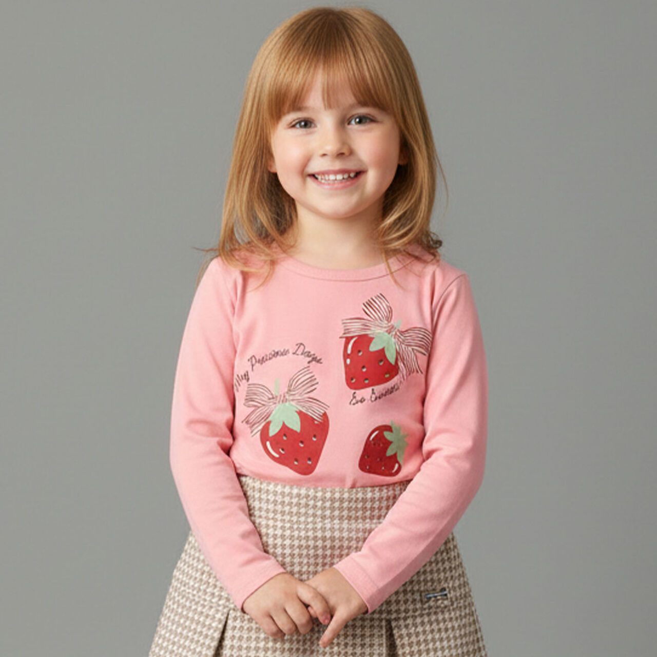 990T Long-Sleeve Strawberry Ribbon,Pink, large image number 0