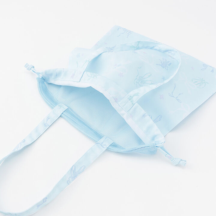Ballet Print Mesh Drawstring Bag,Light blue, medium image number 3