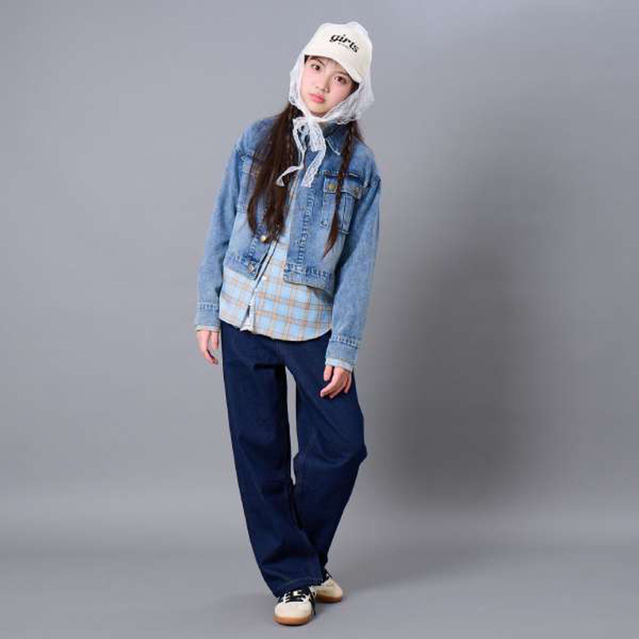 Checkered Loose Shirt,Blue, large image number 4