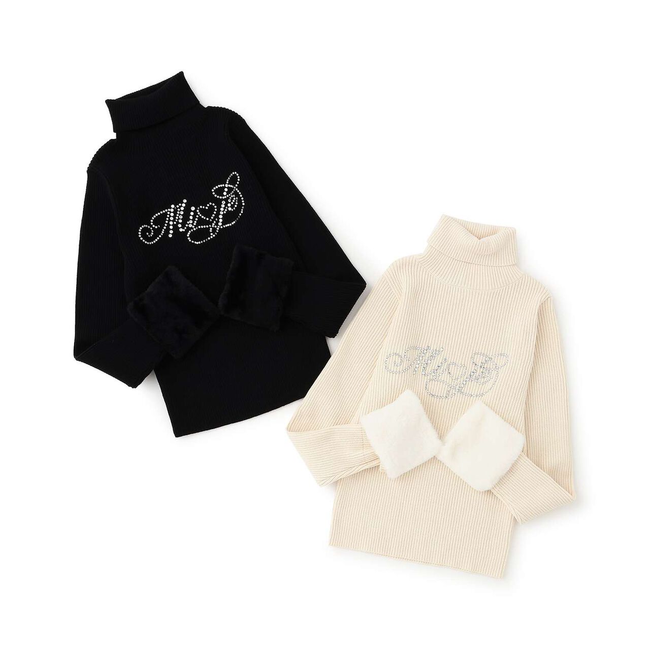 Fur Sleeve Knit Pullover,Ivory, large image number 8