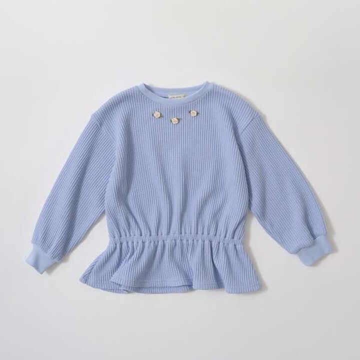 Fluffy Waffle Peplum Top with Flowers,Pink, medium image number 9