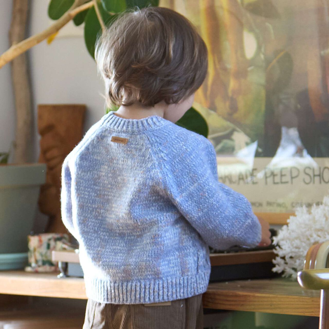 Washable Mixed Yarn Knitwear,Beige, large image number 1