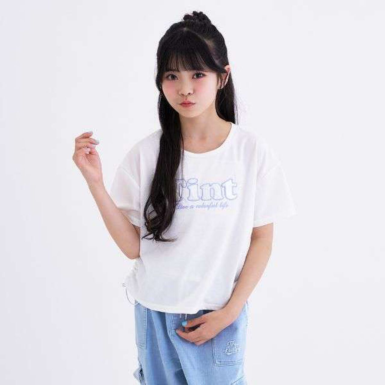 [Cool Touch] Side Drawstring Appliqu&eacute; Short-Sleeve T-Shirt,Off white, large image number 9