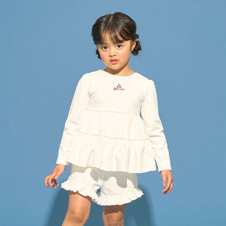 [SWIM] [UV Protection] Tiered Rash Guard & Frilled Pants Set,Ivory, medium image number 0