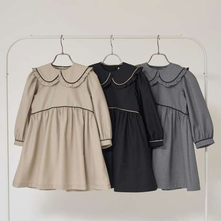 Removable Collar Occasion One-Piece Dress,Gray, medium image number 1