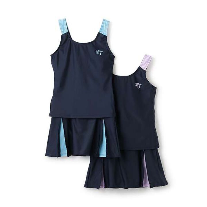 [SWIM] Pleated Skirt Tankini,Sax blue, medium image number 17