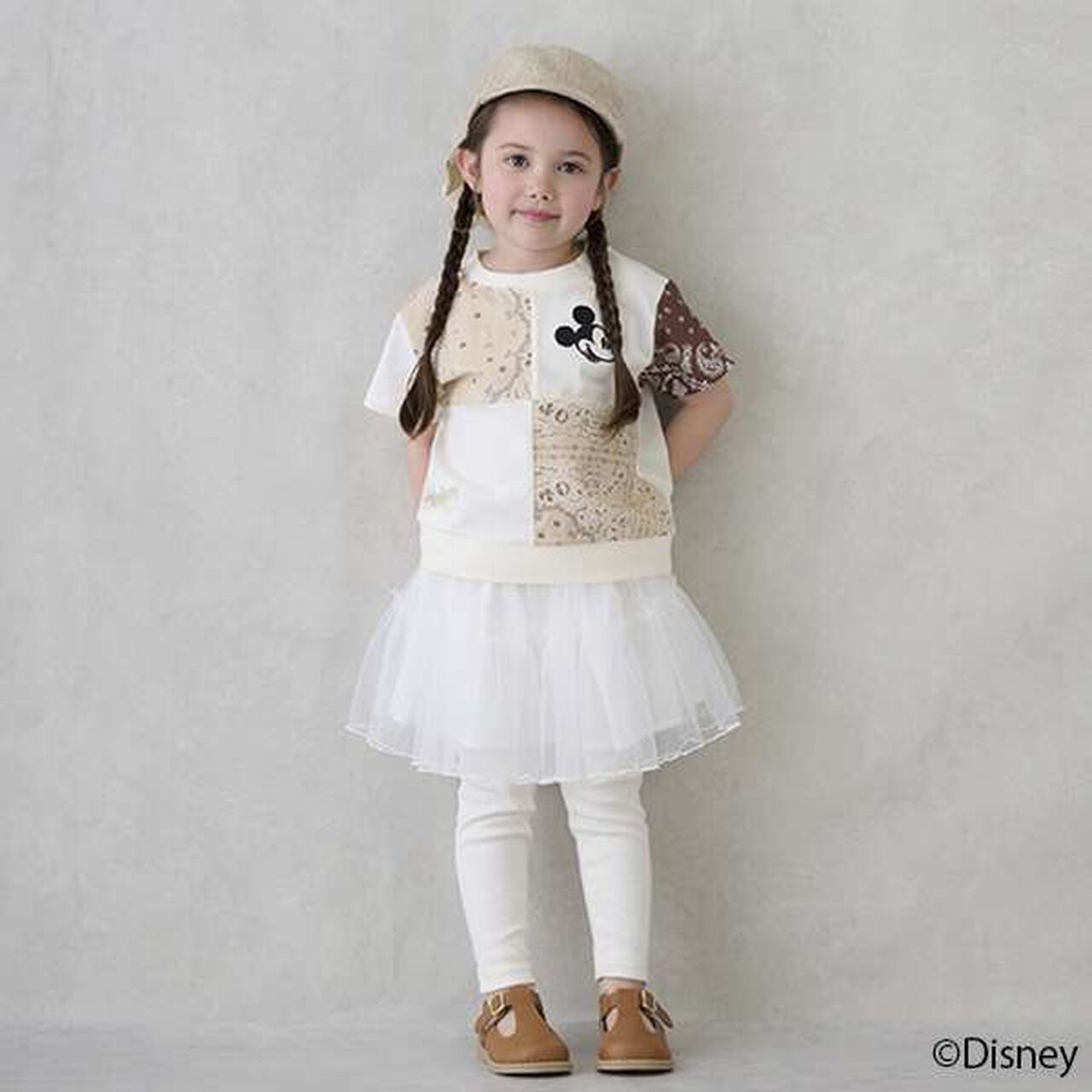 [Disney] Patchwork Short Sleeve T-Shirt,Beige, large image number 8