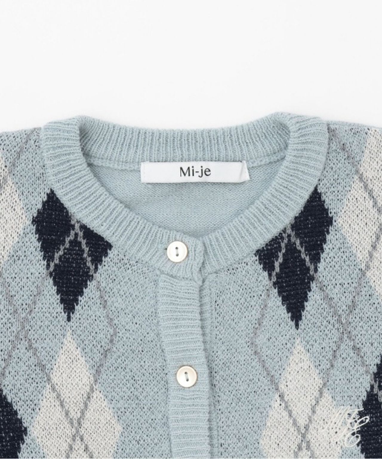 Argyle Knit Cardigan [Korean Fashion],Gray, large image number 6